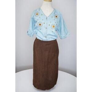 Vintage 90s Bingo! Bingo! Denim Top | Boho Cottagecore Sun Moon Stars | Size 8P